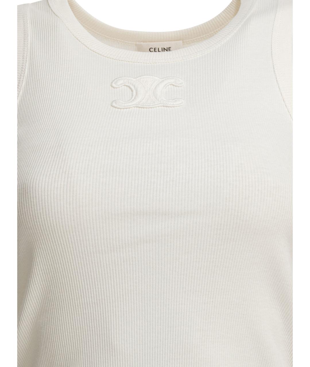 CELINE Белая хлопковая майка, фото 3