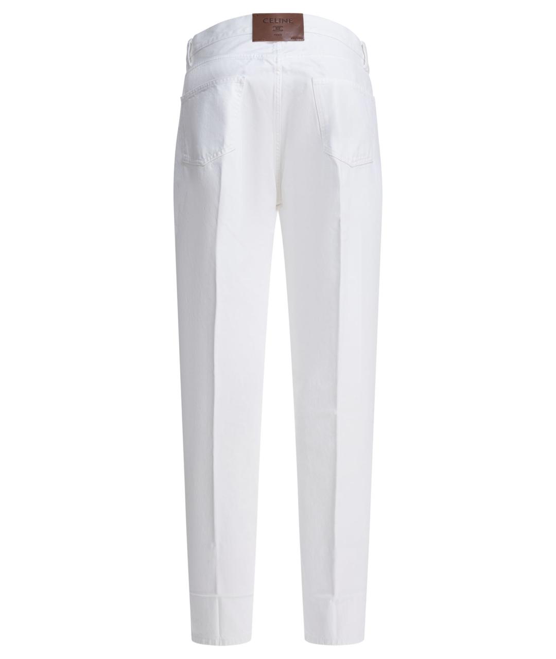 CELINE Белые хлопковые прямые джинсы, фото 2