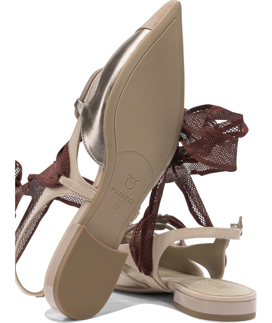 PINKO Бежевые кожаные балетки, фото 5