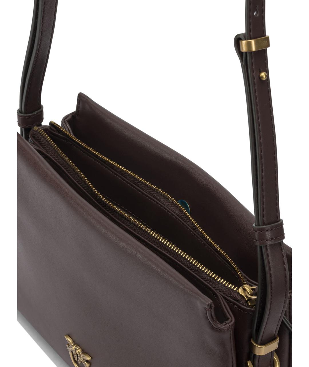 PINKO Коричневая кожаная сумка через плечо, фото 5