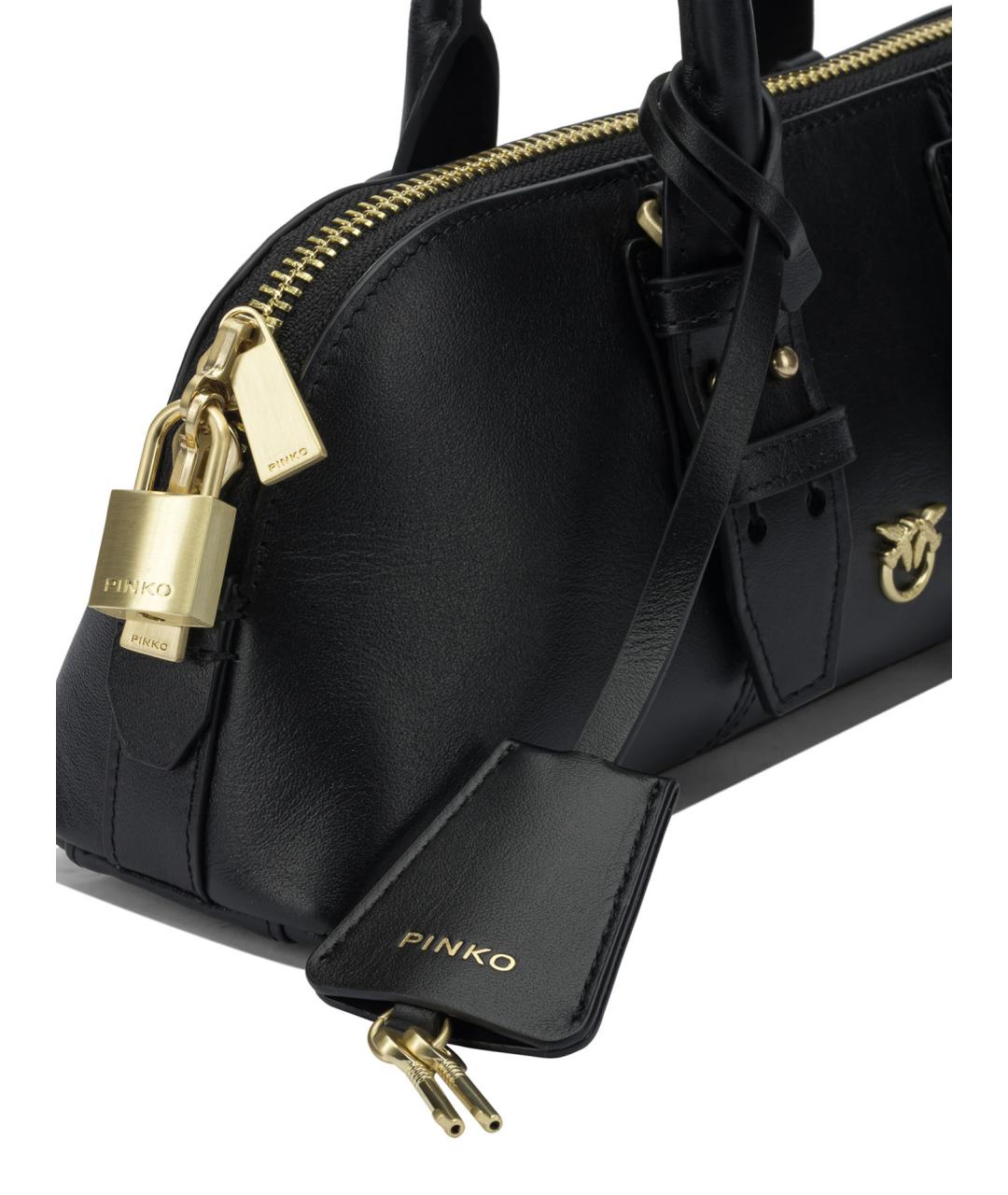 PINKO Черная кожаная сумка тоут, фото 4