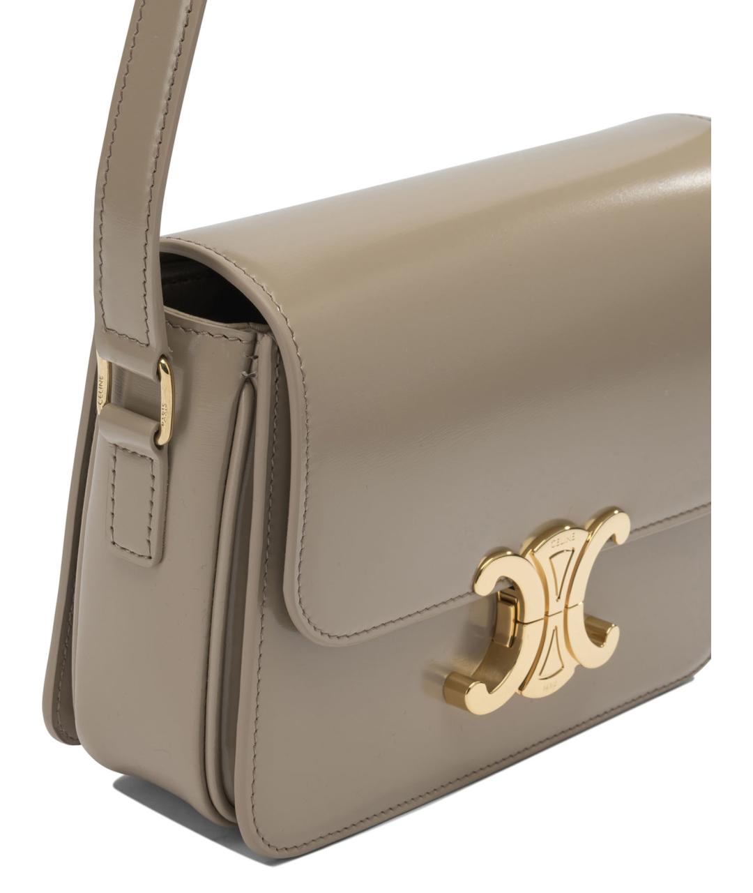 CELINE Бежевая кожаная сумка через плечо, фото 4