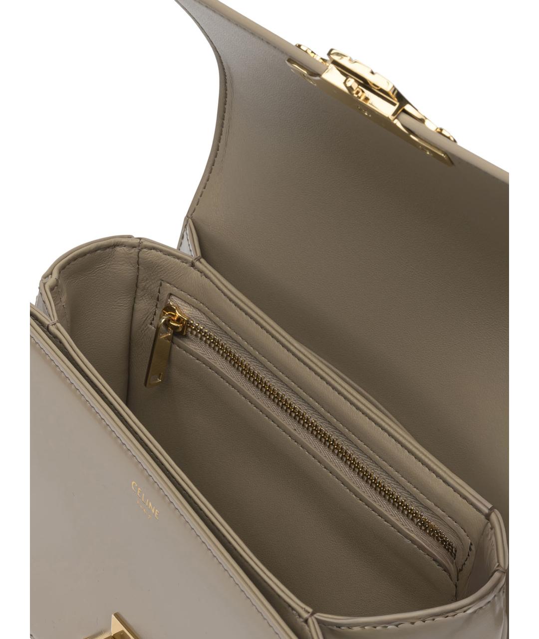 CELINE Бежевая кожаная сумка через плечо, фото 5