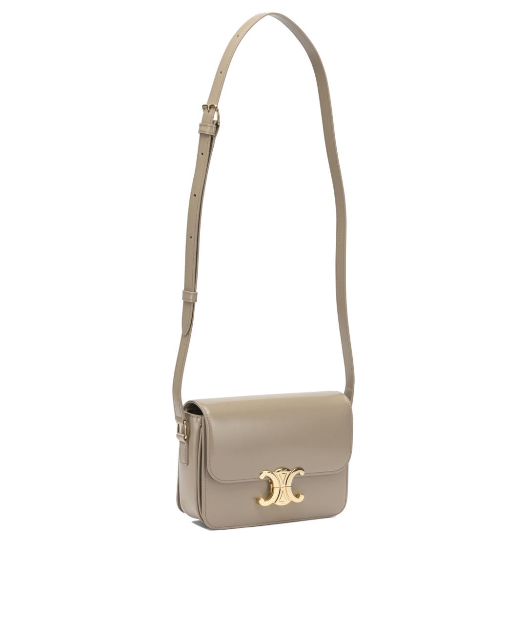 CELINE Бежевая кожаная сумка через плечо, фото 2