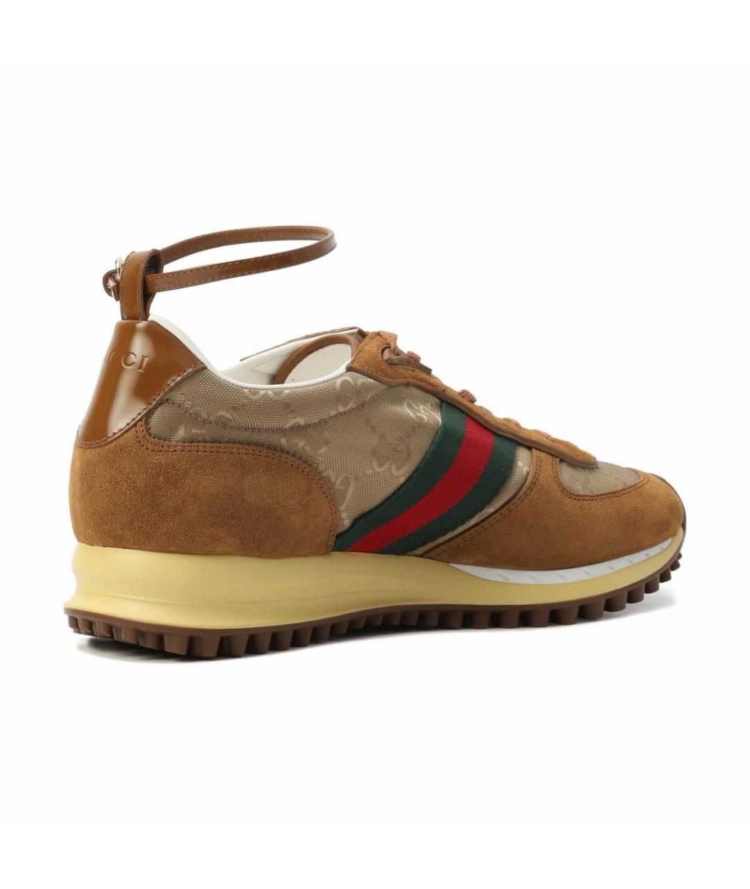 GUCCI Коричневые замшевые кроссовки, фото 4