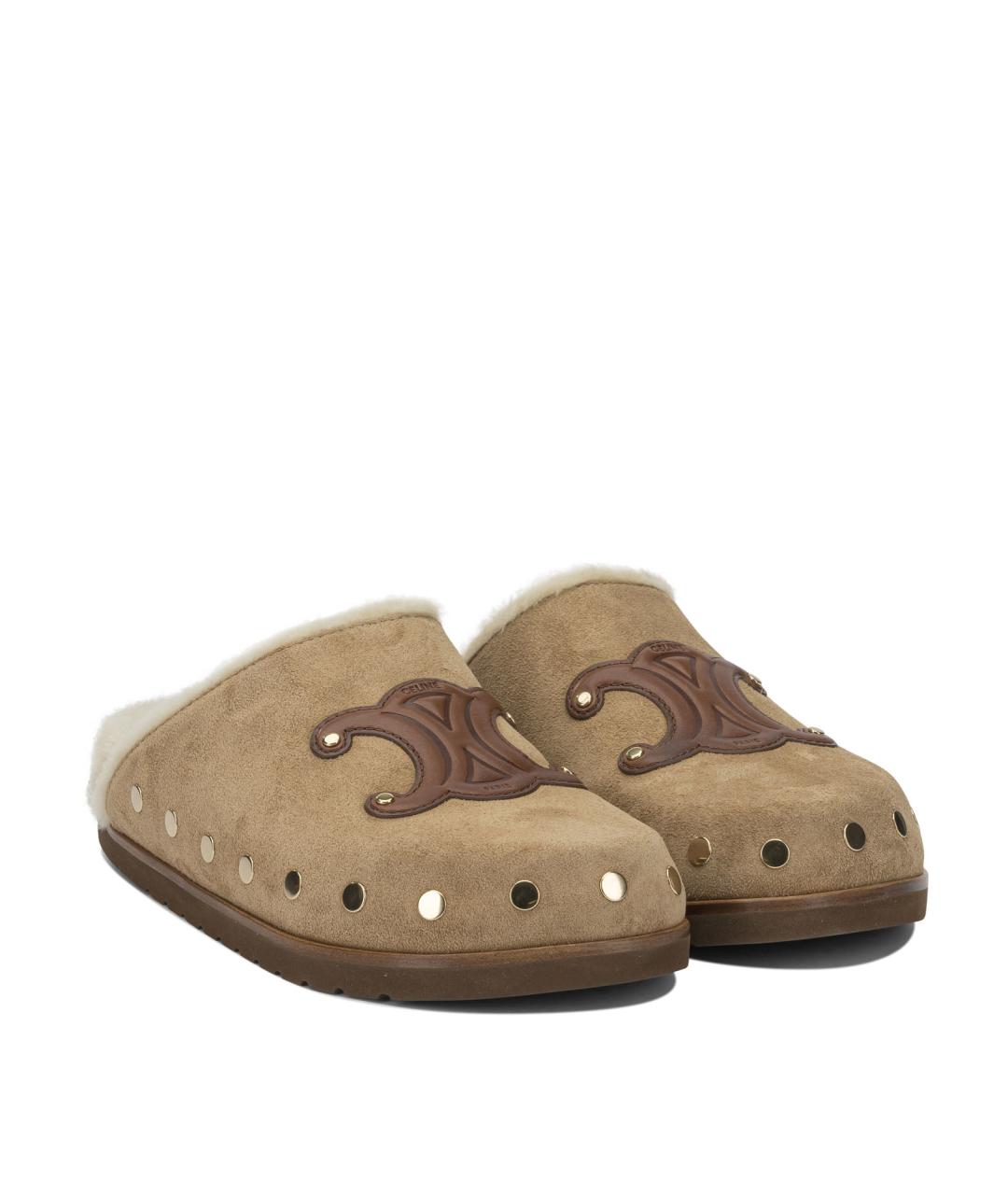 CELINE Коричневые замшевые сабо, фото 2