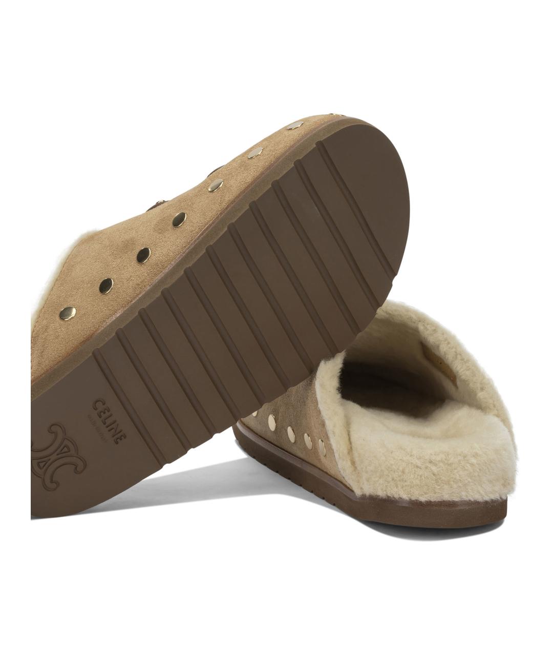CELINE Коричневые замшевые сабо, фото 5