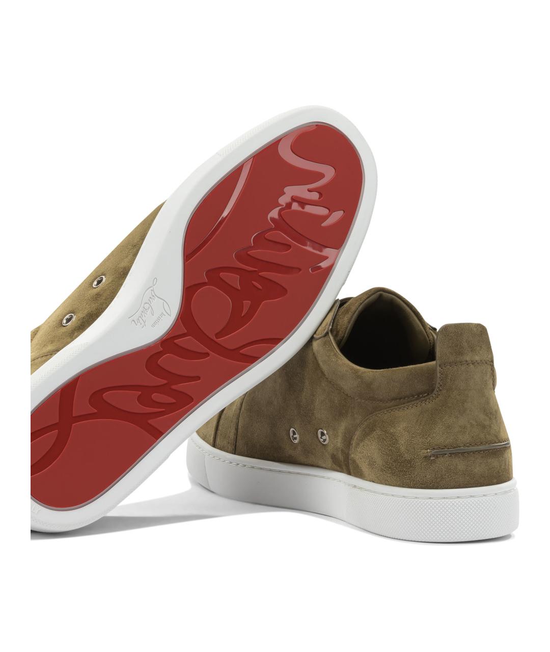 CHRISTIAN LOUBOUTIN Коричневые замшевые низкие кроссовки / кеды, фото 5