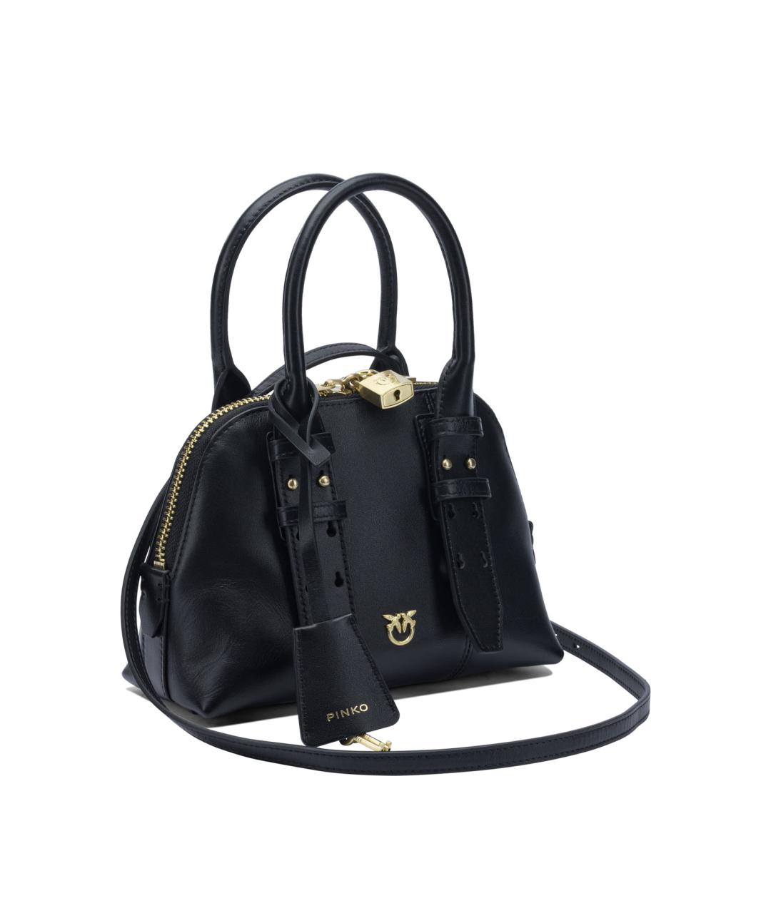 PINKO Черная кожаная сумка с короткими ручками, фото 2