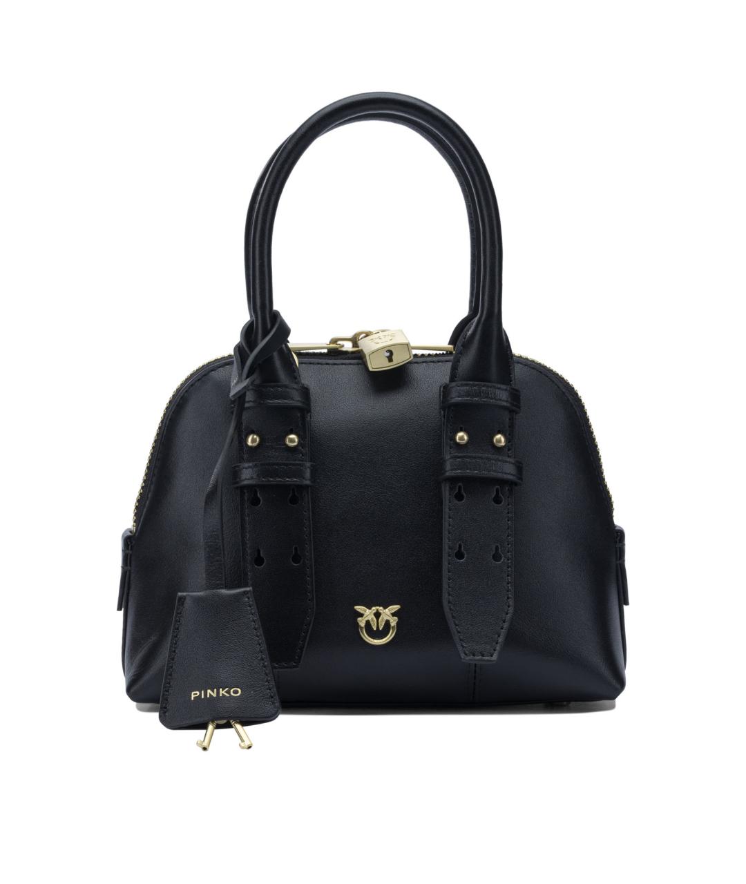 PINKO Черная кожаная сумка с короткими ручками, фото 1