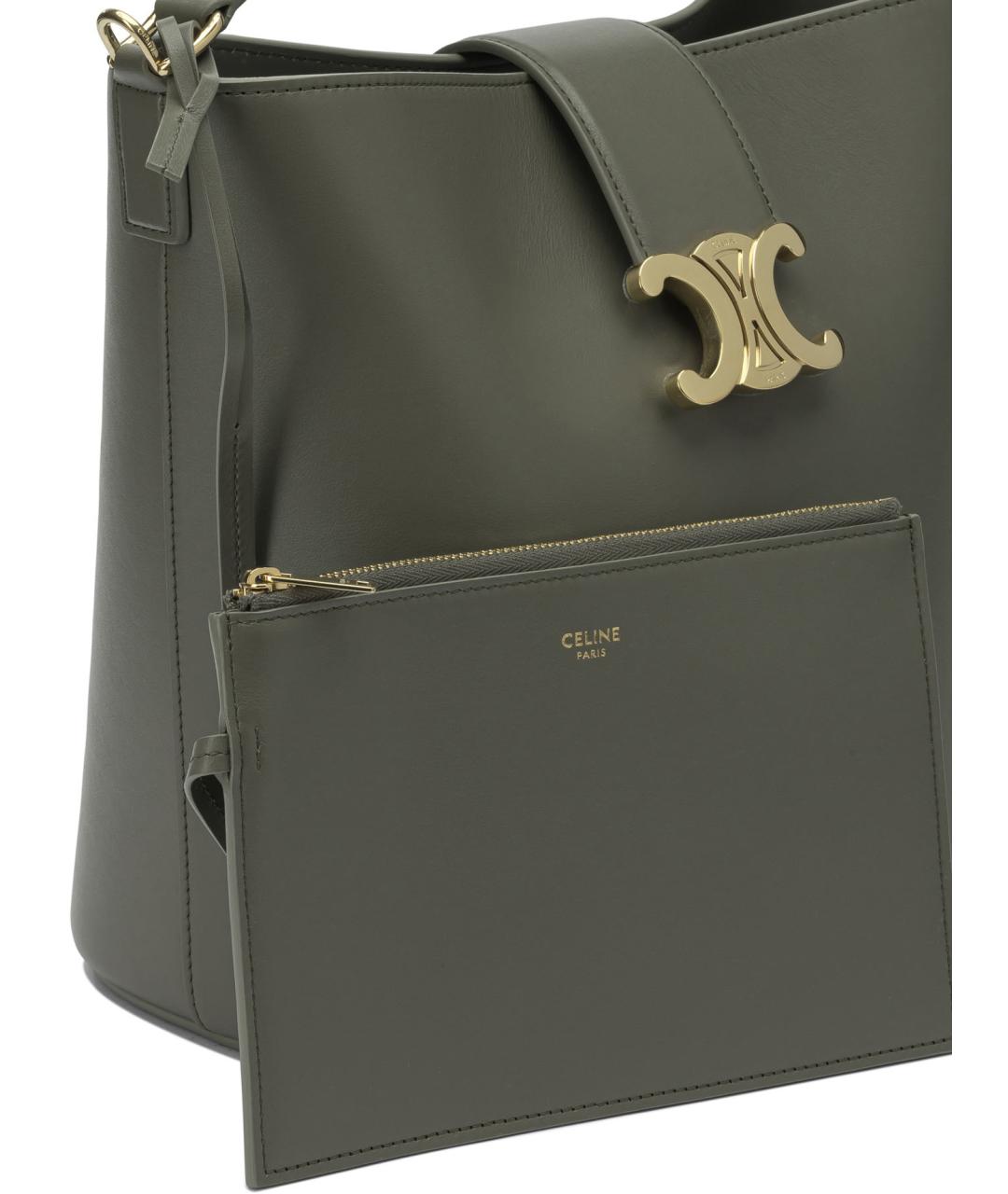 CELINE Зеленая кожаная сумка через плечо, фото 4
