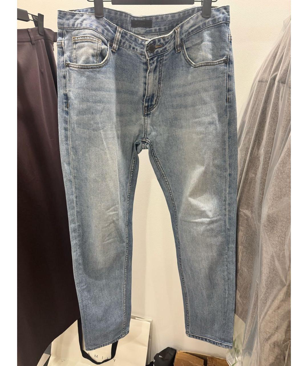 PRADA Синие хлопко-эластановые прямые джинсы, фото 5