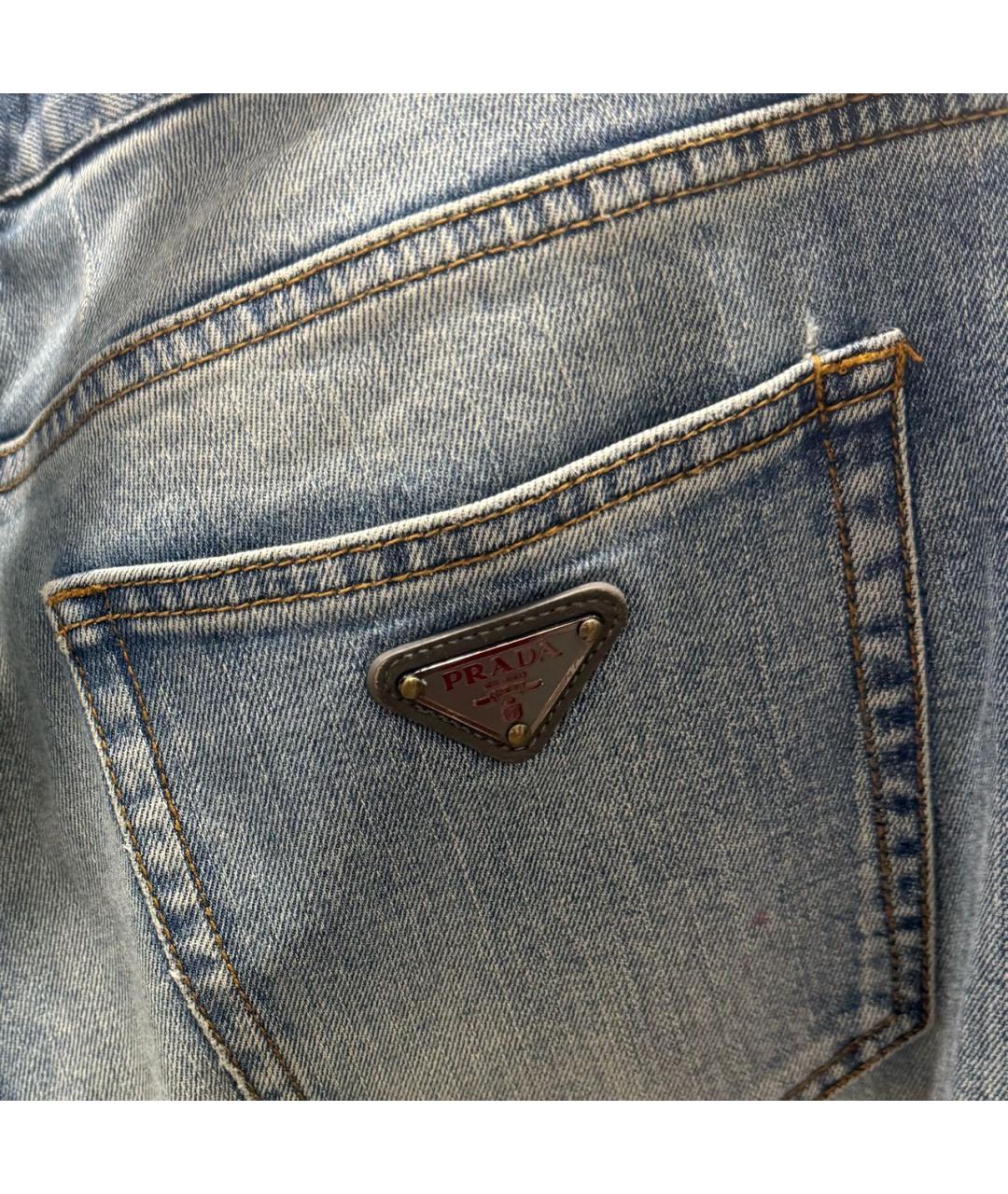 PRADA Синие хлопко-эластановые прямые джинсы, фото 4