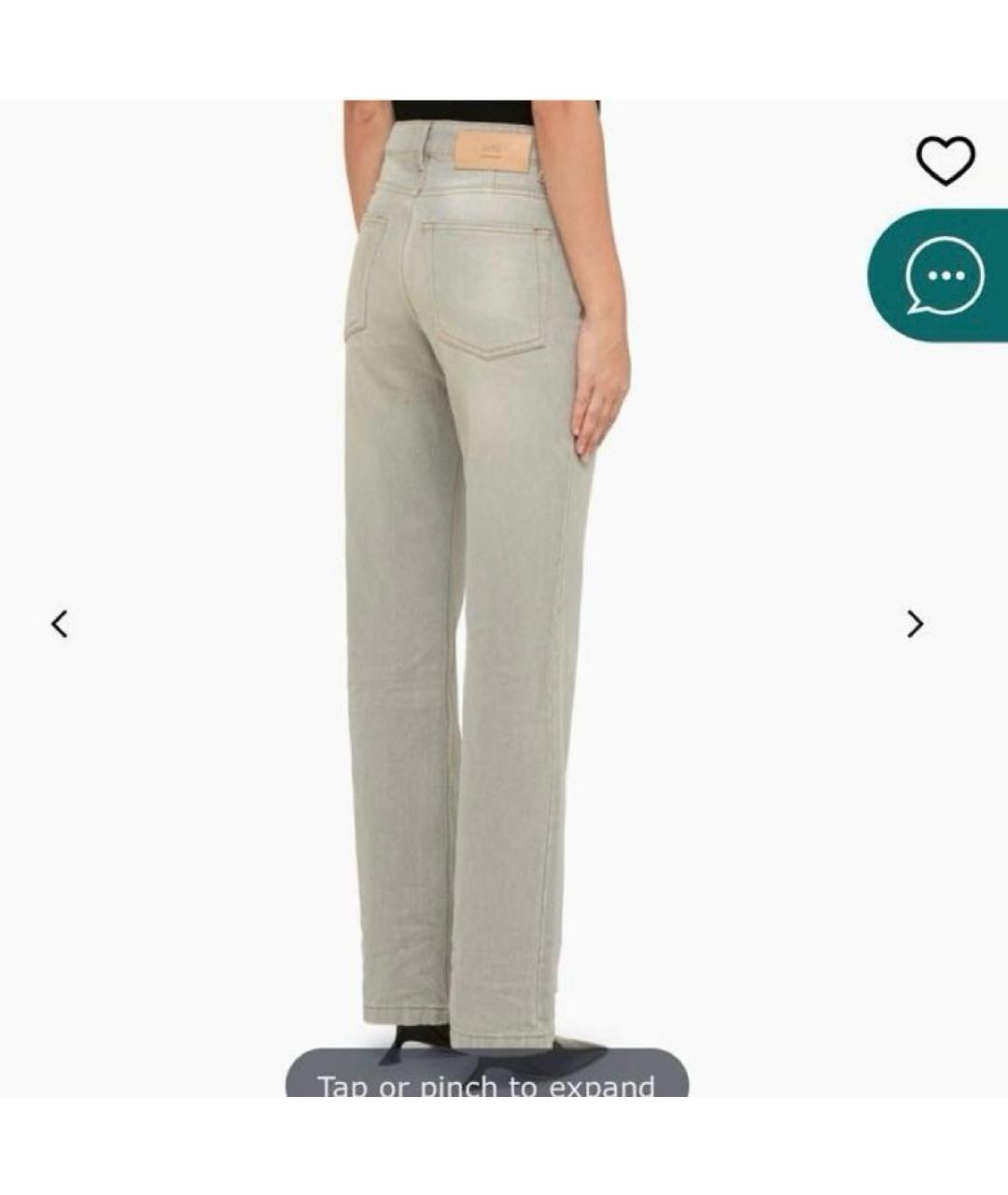 Ami Paris Серые хлопковые прямые джинсы, фото 4