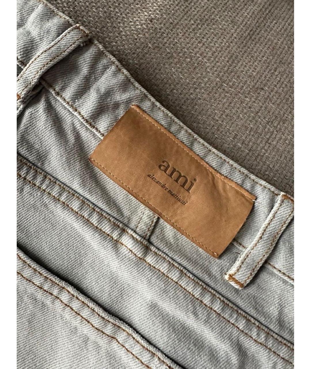 Ami Paris Серые хлопковые прямые джинсы, фото 3