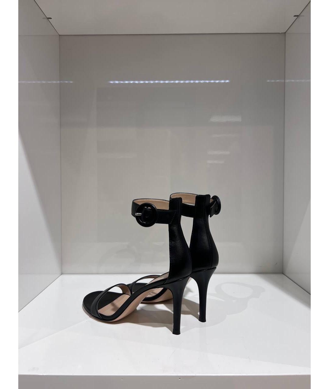 GIANVITO ROSSI Черные кожаные босоножки, фото 4