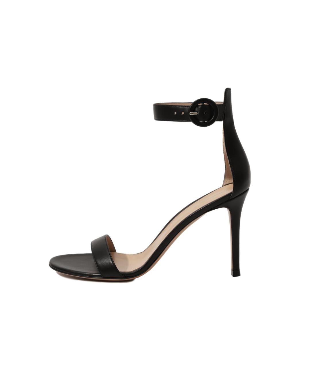 GIANVITO ROSSI Черные кожаные босоножки, фото 5