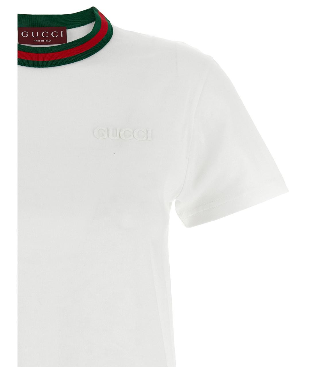 GUCCI Белая хлопковая футболка, фото 3