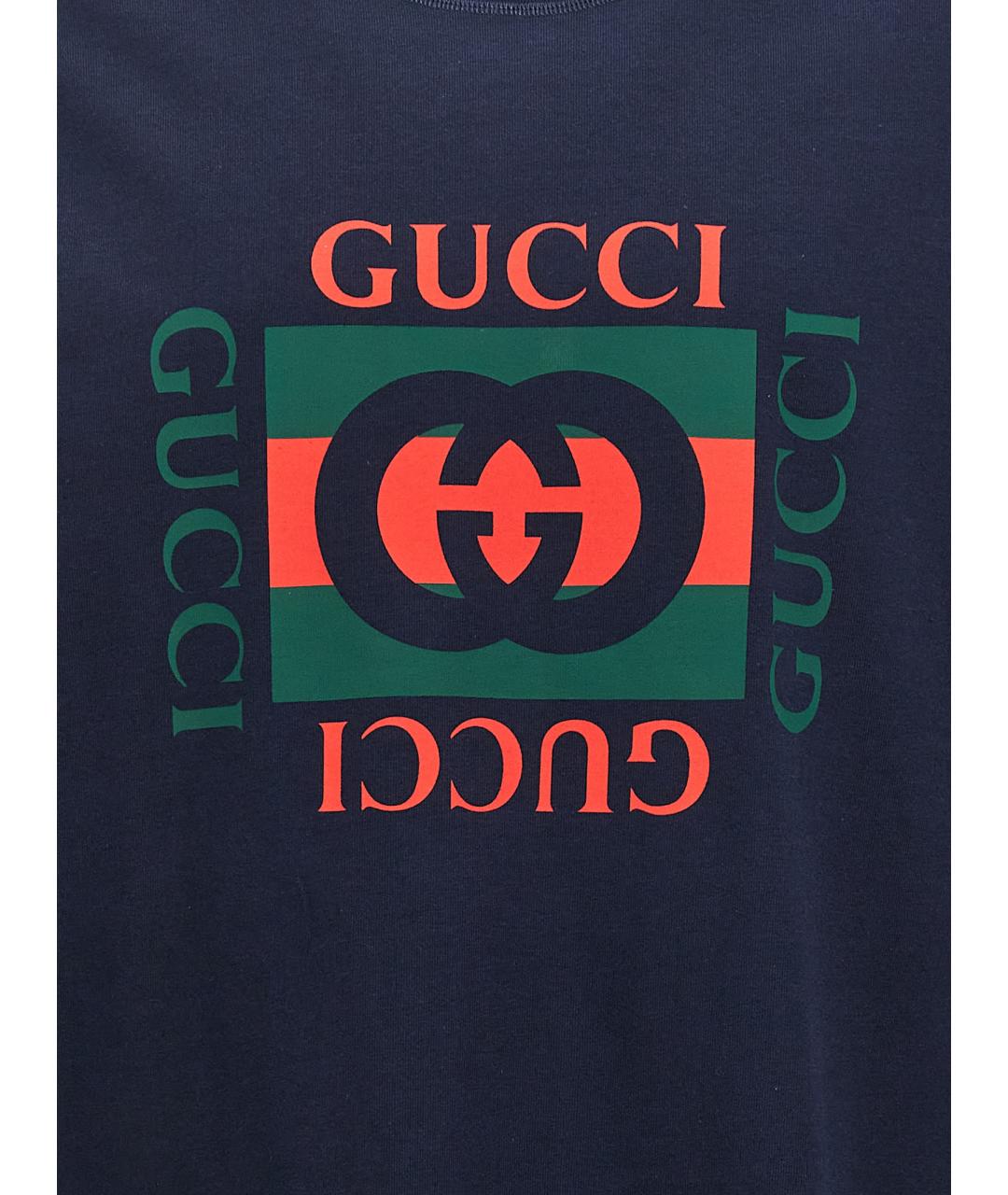 GUCCI Синяя хлопковая футболка, фото 4