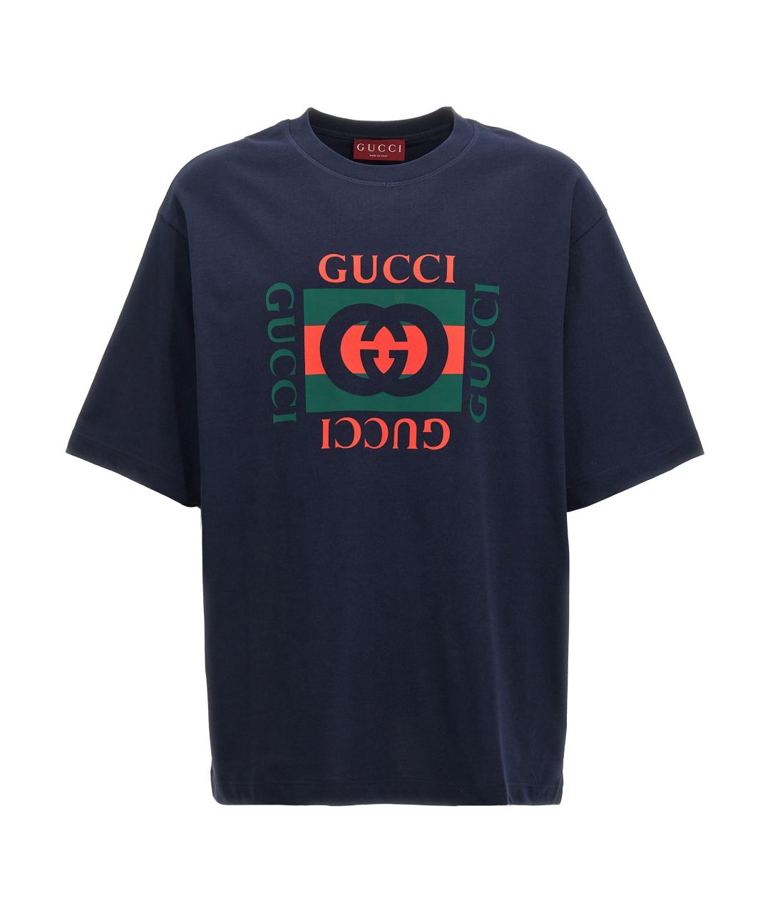 GUCCI Синяя хлопковая футболка, фото 1