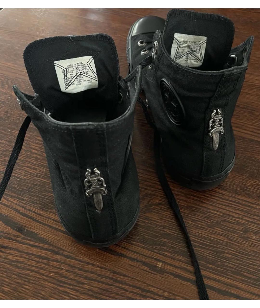 CHROME HEARTS Черные кожаные высокие кроссовки / кеды, фото 2