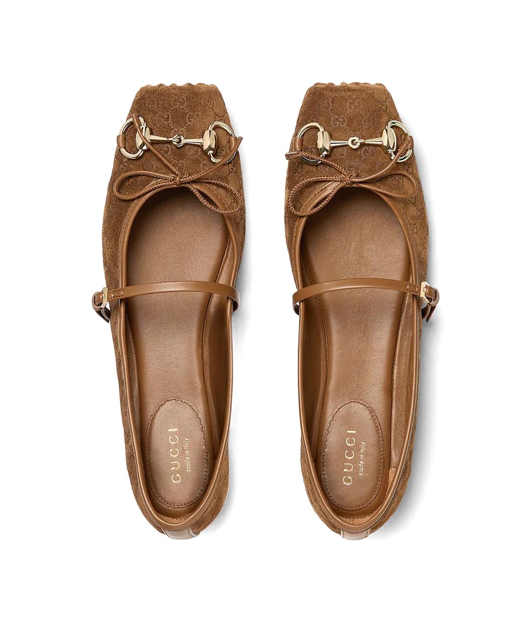 GUCCI Коричневые замшевые балетки, фото 2