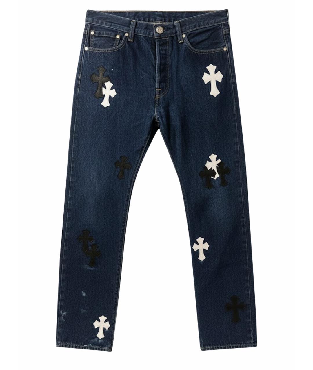 CHROME HEARTS Темно-синие прямые джинсы, фото 1