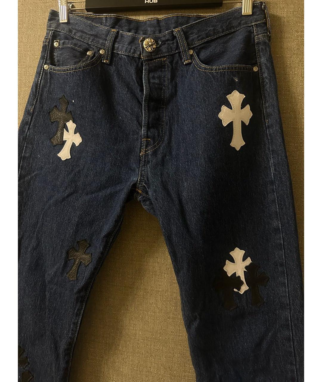 CHROME HEARTS Темно-синие прямые джинсы, фото 3