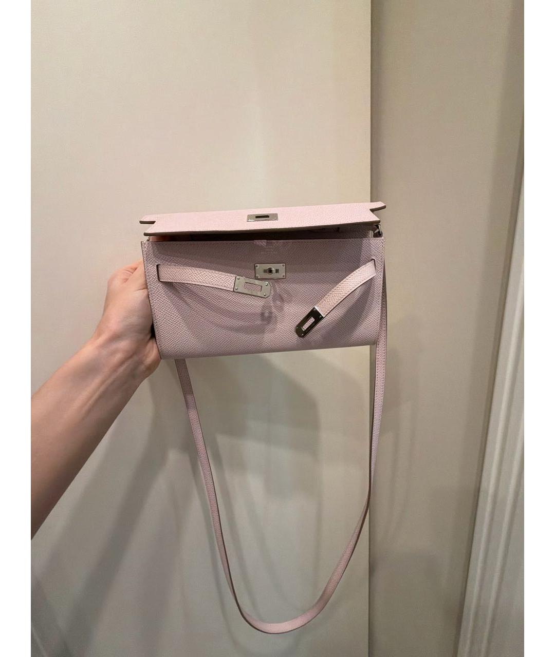 HERMES Розовая кожаная сумка через плечо, фото 5