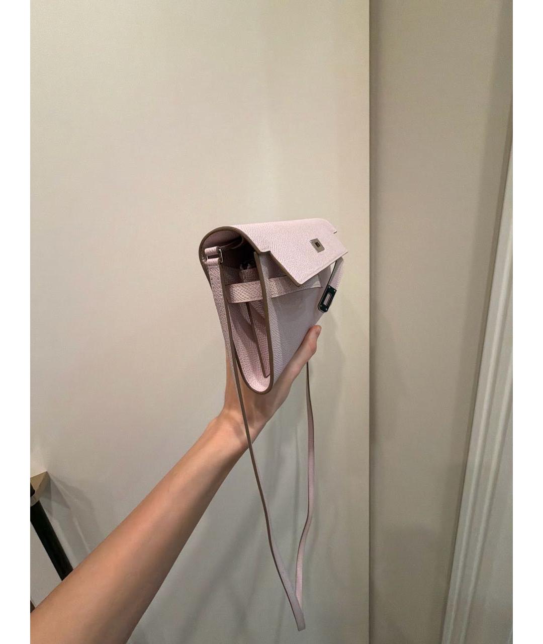 HERMES Розовая кожаная сумка через плечо, фото 2