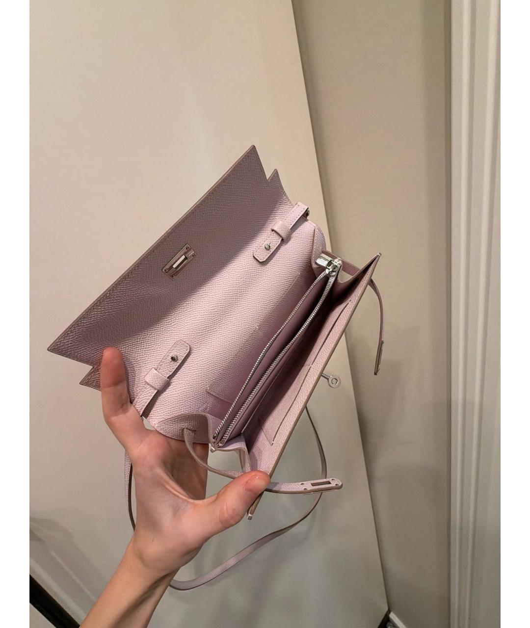 HERMES Розовая кожаная сумка через плечо, фото 4