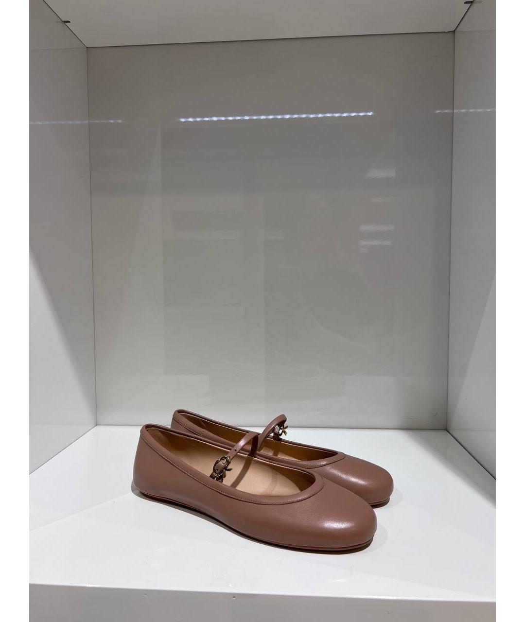 GIANVITO ROSSI Бежевые кожаные балетки, фото 2