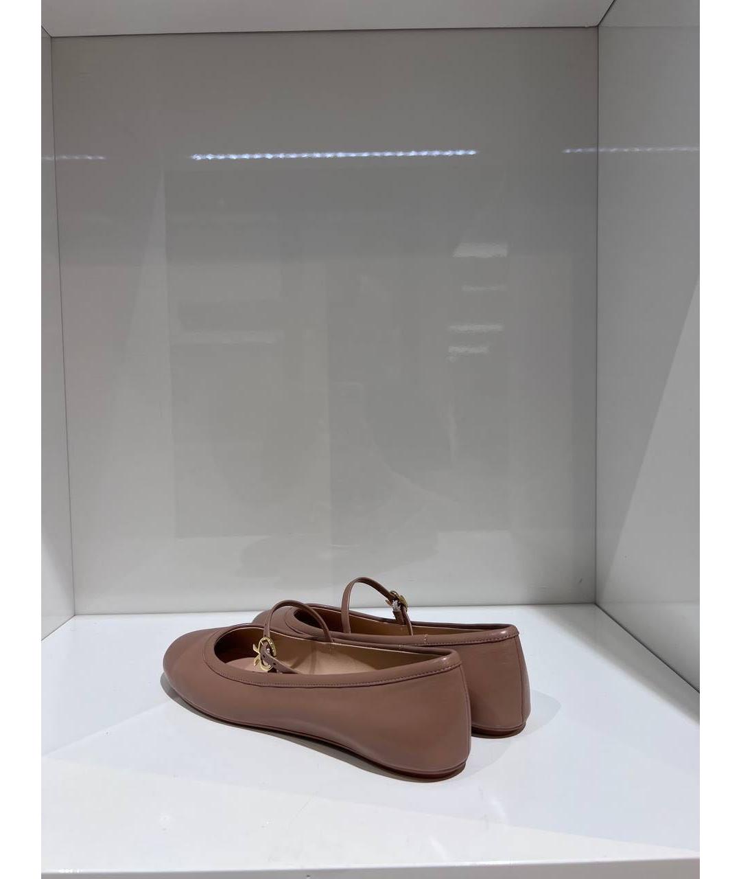 GIANVITO ROSSI Бежевые кожаные балетки, фото 4