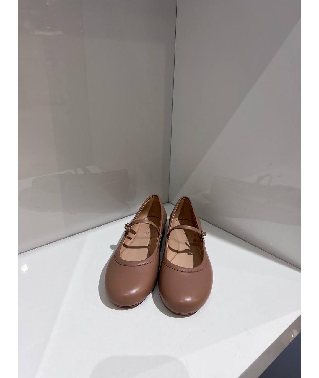 GIANVITO ROSSI Бежевые кожаные балетки, фото 3