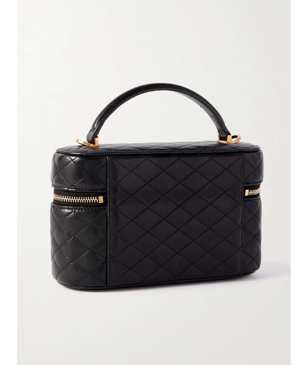 SAINT LAURENT Черная кожаная сумка с короткими ручками, фото 5