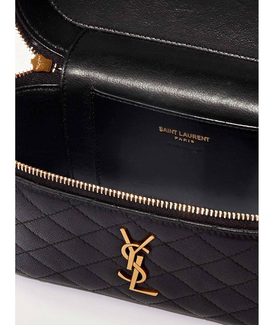 SAINT LAURENT Черная кожаная сумка с короткими ручками, фото 3