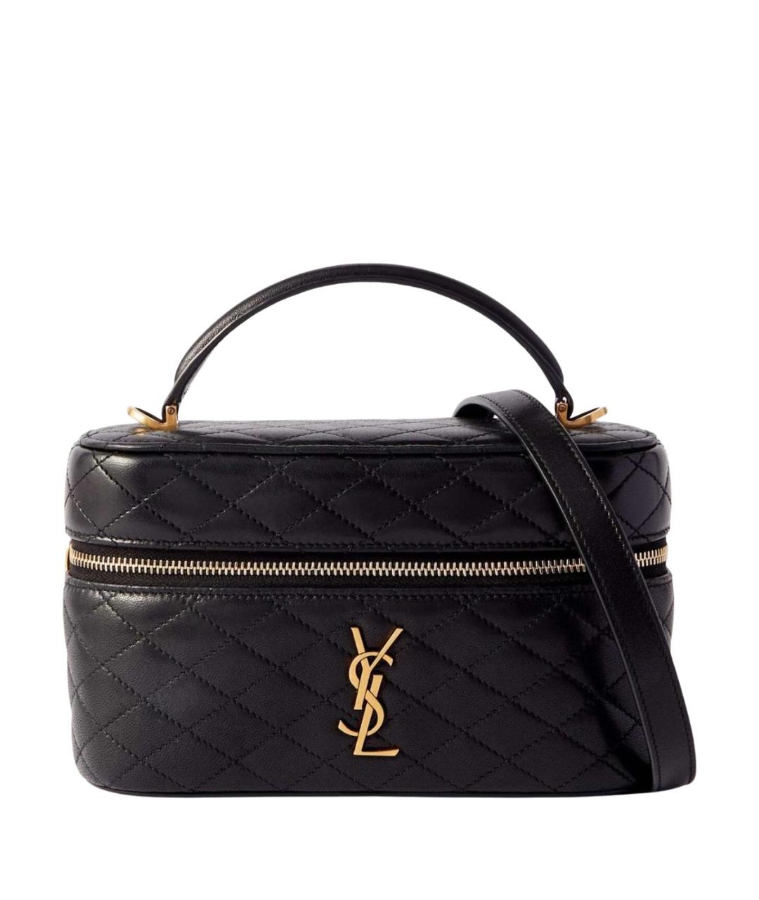 SAINT LAURENT Черная кожаная сумка с короткими ручками, фото 1