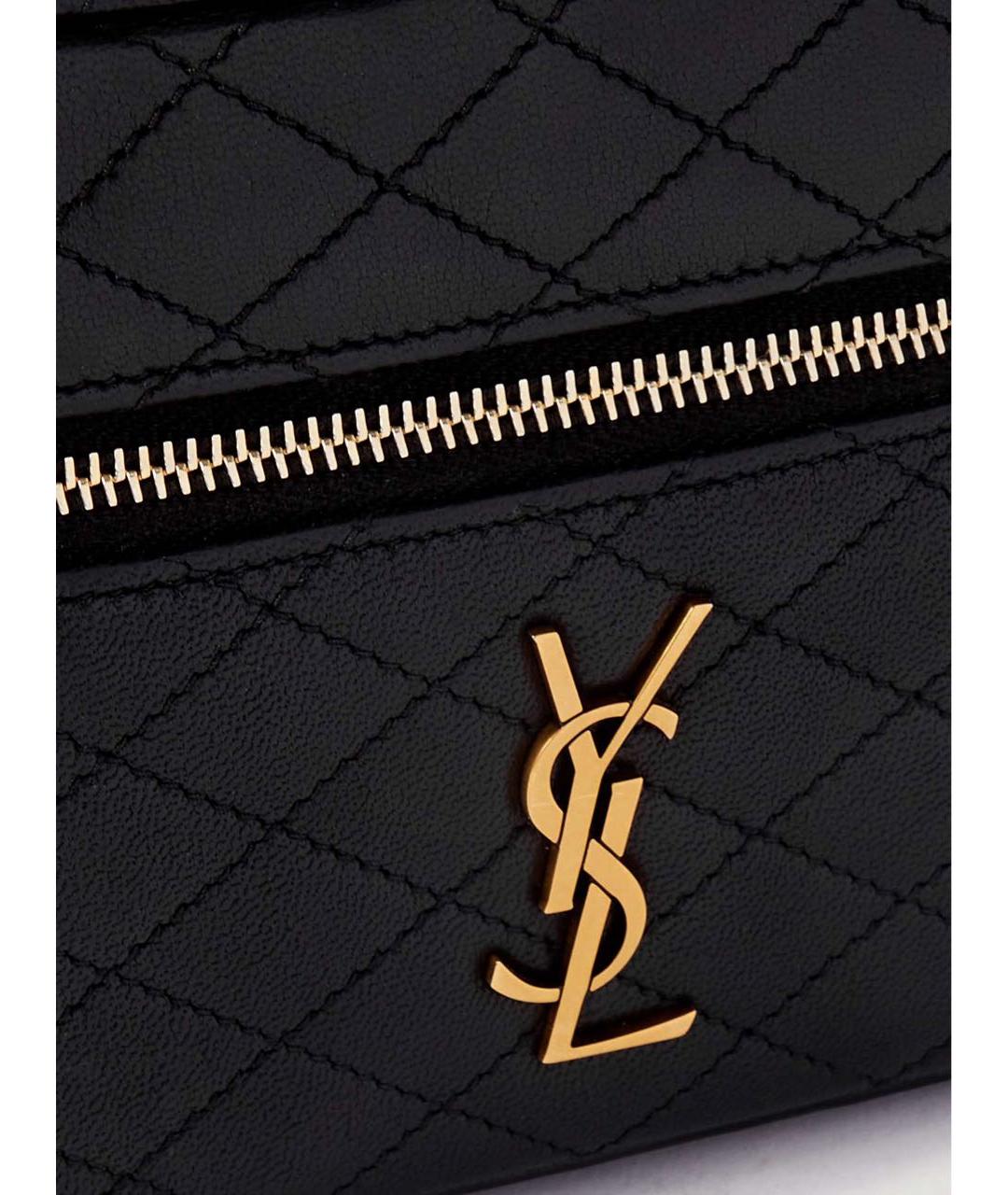 SAINT LAURENT Черная кожаная сумка с короткими ручками, фото 4