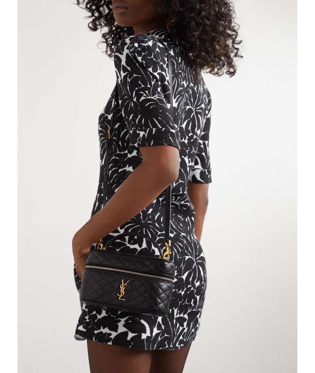 SAINT LAURENT Черная кожаная сумка с короткими ручками, фото 2