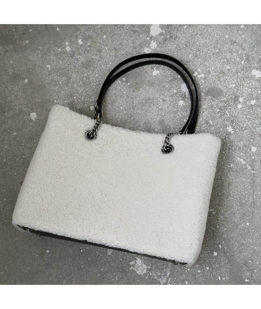 BALENCIAGA Белая шерстяная сумка с короткими ручками, фото 6