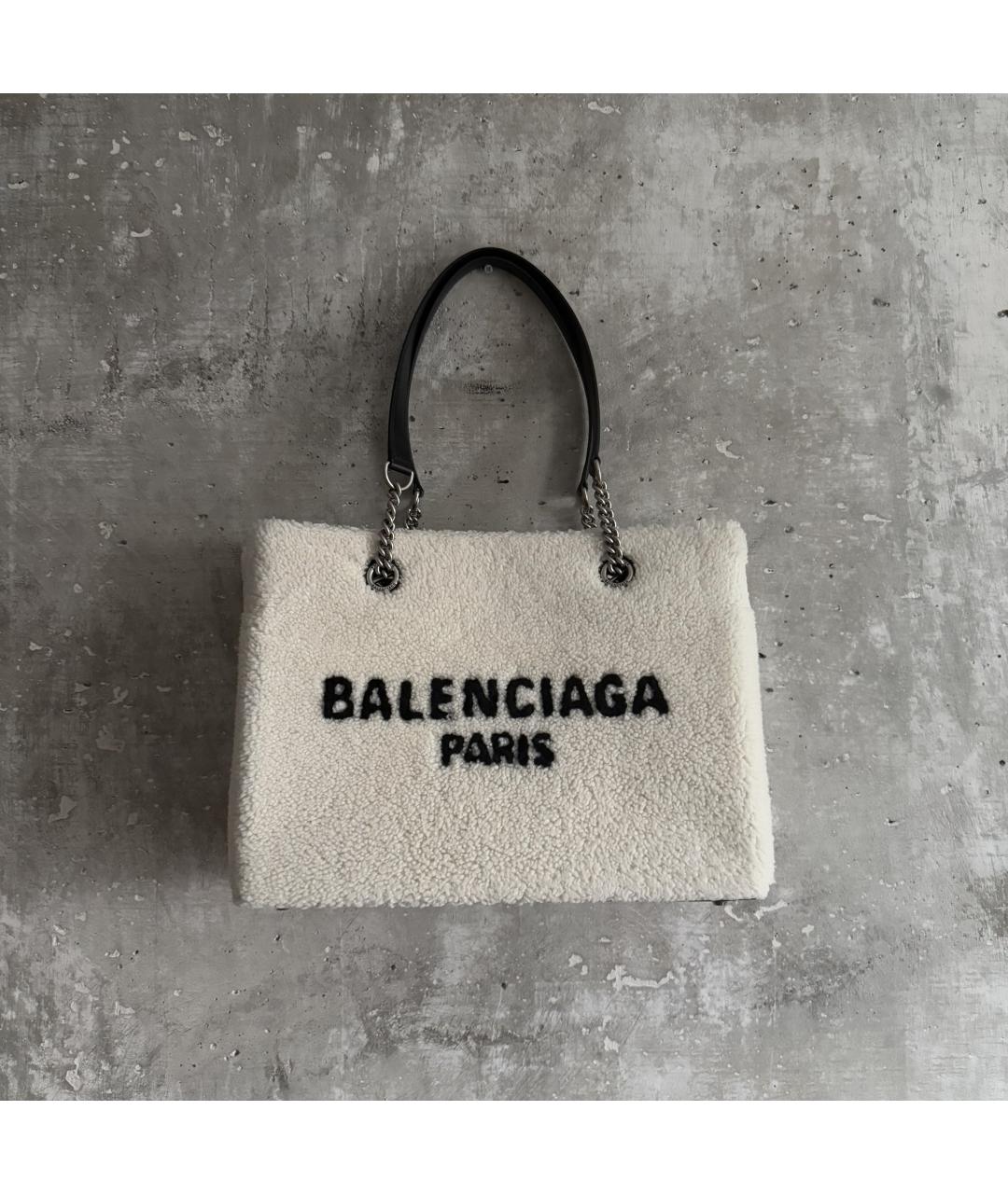 BALENCIAGA Белая шерстяная сумка с короткими ручками, фото 10