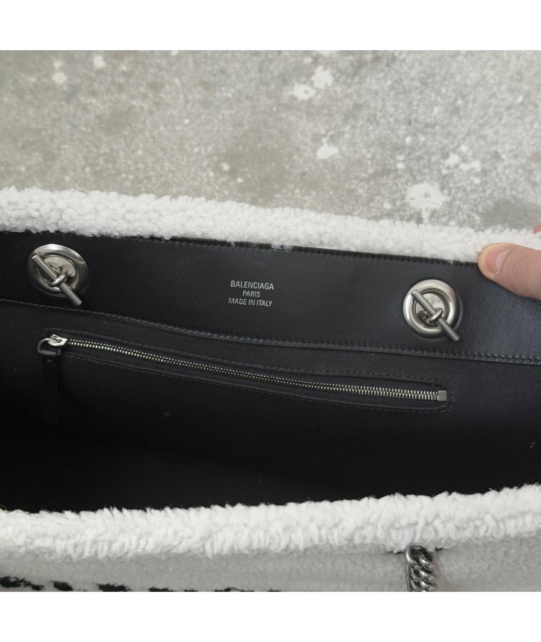 BALENCIAGA Белая шерстяная сумка с короткими ручками, фото 9