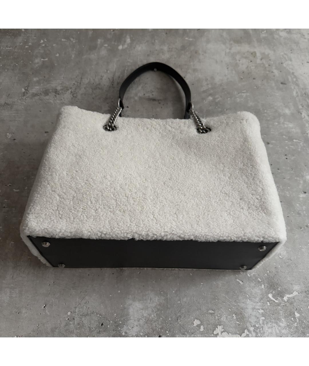 BALENCIAGA Белая шерстяная сумка с короткими ручками, фото 2