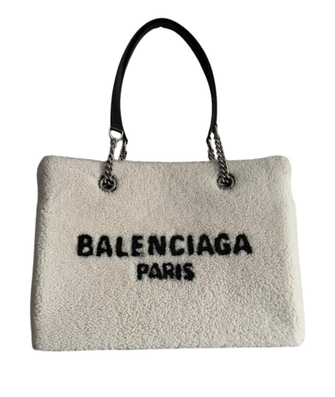 BALENCIAGA Белая шерстяная сумка с короткими ручками, фото 1