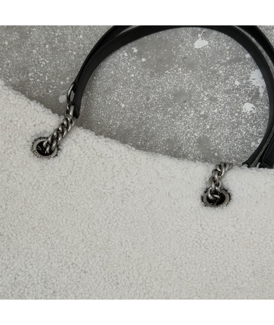 BALENCIAGA Белая шерстяная сумка с короткими ручками, фото 7