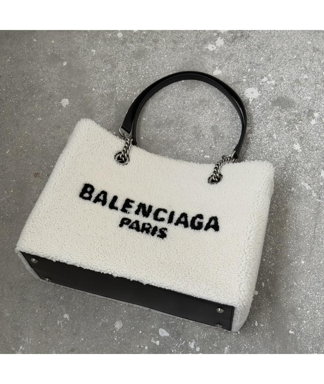BALENCIAGA Белая шерстяная сумка с короткими ручками, фото 5