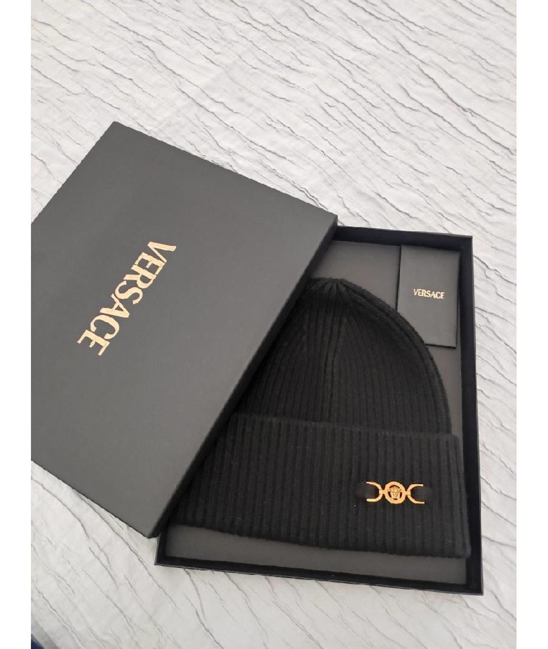 VERSACE Черная кашемировая шапка, фото 5