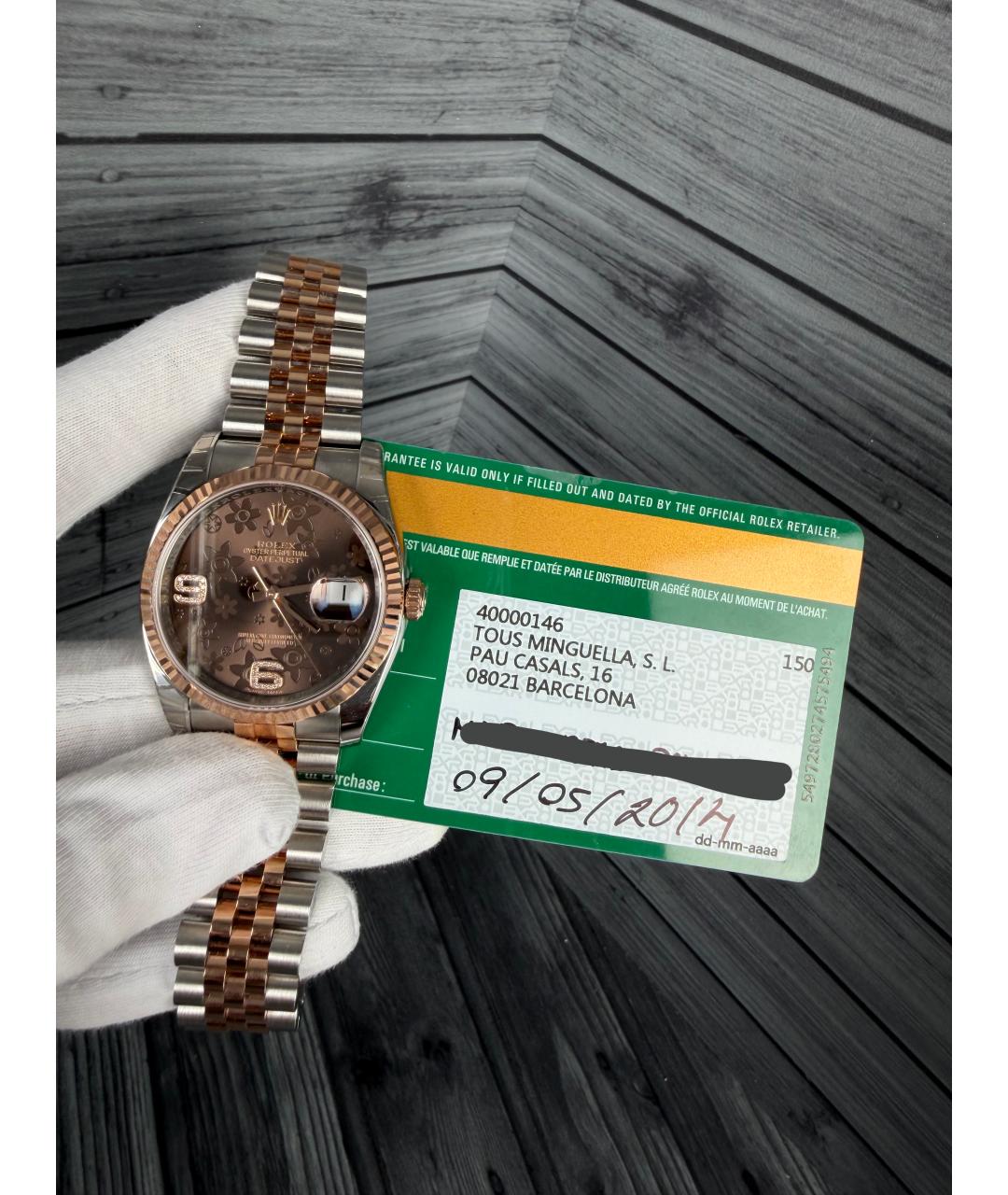 ROLEX Коричневые часы из розового золота, фото 2