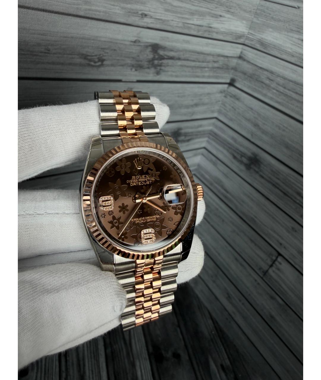 ROLEX Коричневые часы из розового золота, фото 5