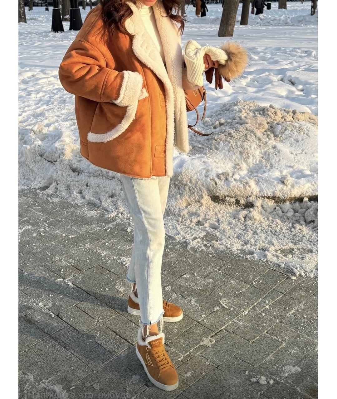 PRADA Коричневые замшевые кеды, фото 8